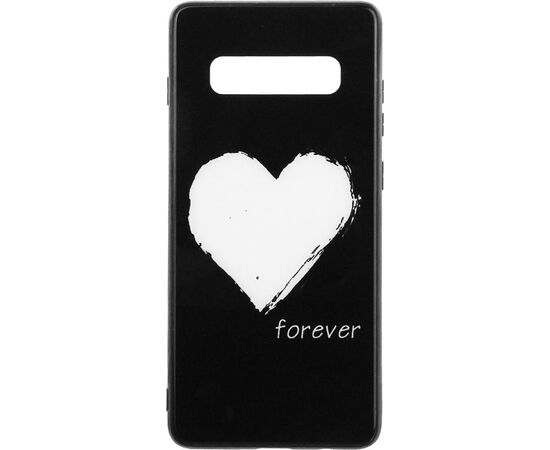 Купить Чехол-накладка TOTO Glass Fashionable Case Samsung Galaxy S10+ White Heart on Black, фото , изображение 2, характеристики, отзывы