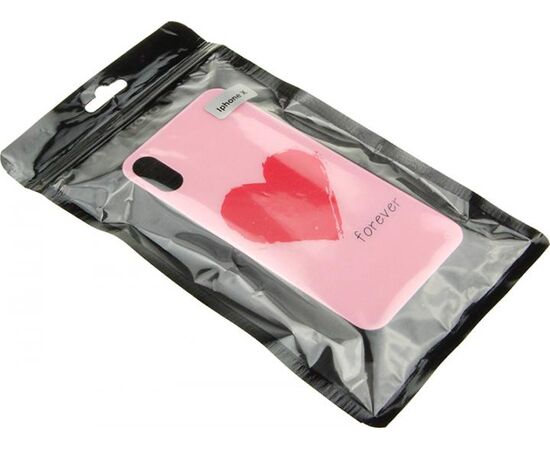 Придбати Чехол-накладка TOTO Glass Fashionable Case Apple iPhone X Red Heart on Pink, image , характеристики, відгуки