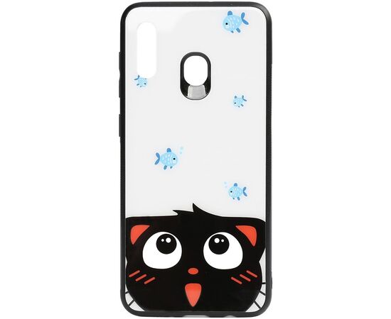 Придбати Чехол-накладка TOTO Cartoon Print Glass Case Samsung Galaxy A20/A30 Cat and fish, image , характеристики, відгуки