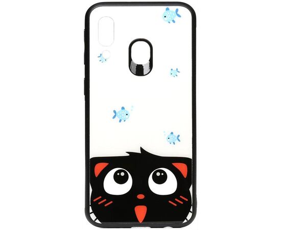 Придбати Чехол-накладка TOTO Cartoon Print Glass Case Samsung Galaxy A40 Cat and fish, image , характеристики, відгуки