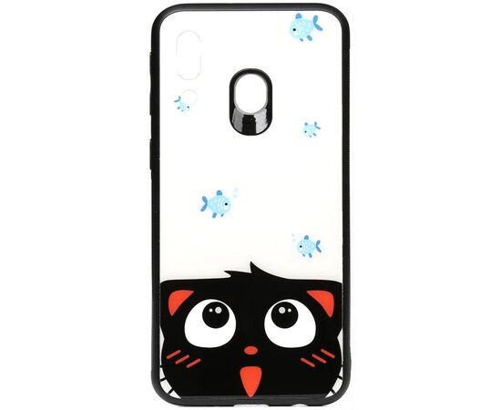 Придбати Чехол-накладка TOTO Cartoon Print Glass Case Samsung Galaxy M20 Cat and fish, image , характеристики, відгуки