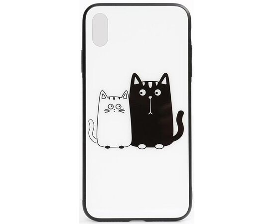 Придбати Чехол-накладка TOTO Cartoon Print Glass Case Apple iPhone X/XS Cats White/Black, image , характеристики, відгуки