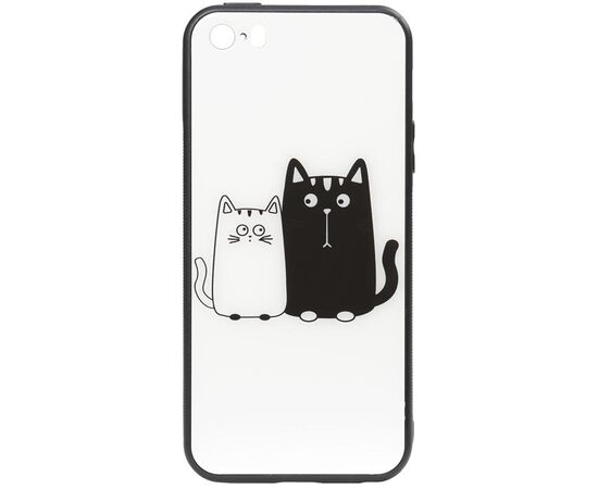 Купить Чехол-накладка TOTO Cartoon Print Glass Case Apple iPhone SE/5s/5 Cats White/Black, фото , характеристики, отзывы