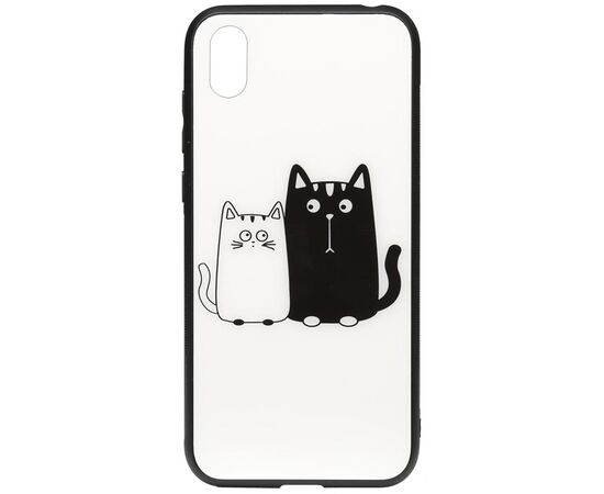 Придбати Чехол-накладка TOTO Cartoon Print Glass Case Huawei Y5 2019 Cats White/Black, image , характеристики, відгуки