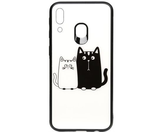 Купить Чехол-накладка TOTO Cartoon Print Glass Case Samsung Galaxy M20 Cats White/Black, фото , характеристики, отзывы