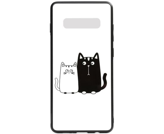 Придбати Чехол-накладка TOTO Cartoon Print Glass Case Samsung Galaxy S10+ Cats White/Black, image , характеристики, відгуки