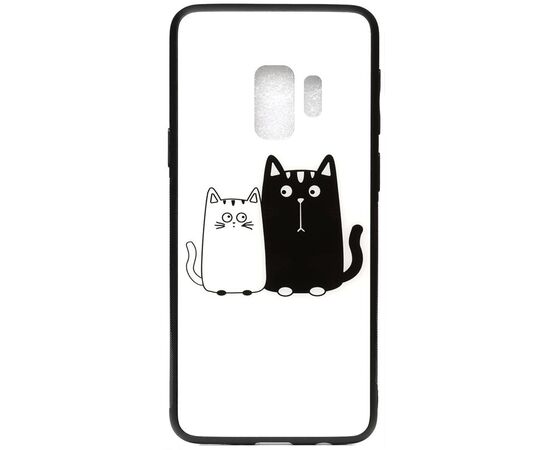 Придбати Чехол-накладка TOTO Cartoon Print Glass Case Samsung Galaxy S9 Cats White/Black, image , характеристики, відгуки