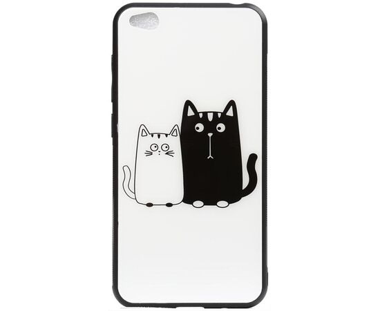 Придбати Чехол-накладка TOTO Cartoon Print Glass Case Xiaomi Redmi Go Cats White/Black, image , характеристики, відгуки