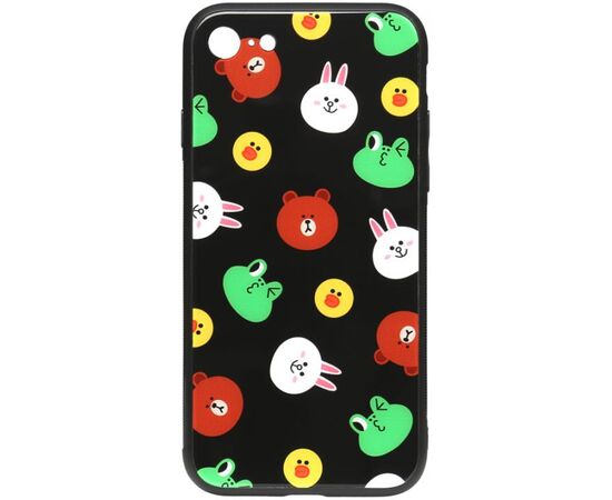 Придбати Чехол-накладка TOTO Cartoon Print Glass Case Apple iPhone 7/8/SE 2020 Line friends Black, image , характеристики, відгуки