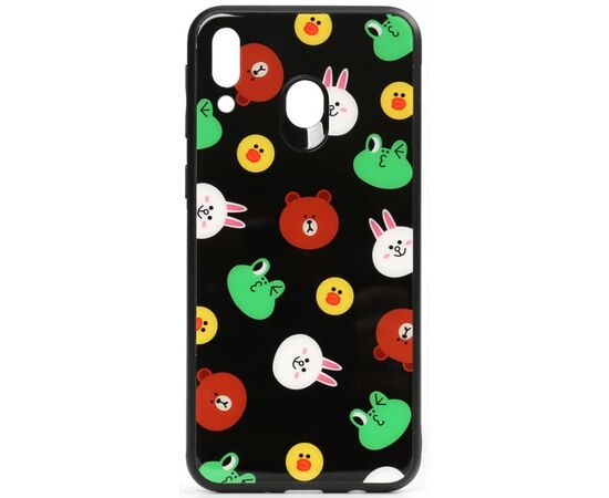 Придбати Чехол-накладка TOTO Cartoon Print Glass Case Samsung Galaxy M20 Line friends Black, image , характеристики, відгуки