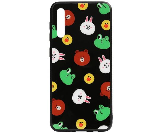 Придбати Чехол-накладка TOTO Cartoon Print Glass Case Samsung Galaxy A70 Line friends Black, image , характеристики, відгуки