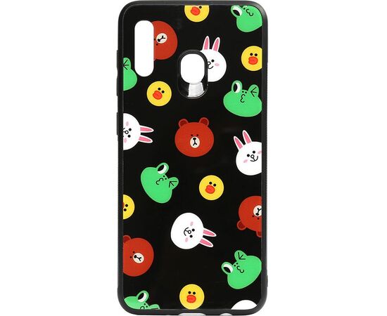 Купить Чехол-накладка TOTO Cartoon Print Glass Case Samsung Galaxy A20/A30 Line friends Black, фото , характеристики, отзывы