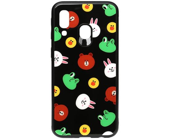 Придбати Чехол-накладка TOTO Cartoon Print Glass Case Samsung Galaxy A40 Line friends Black, image , характеристики, відгуки