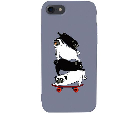 Придбати Чехол-накладка TOTO Matt TPU 2mm Print Case Apple iPhone 7/8/SE 2020 #51 Mops Skate Lavander Grey, image , характеристики, відгуки