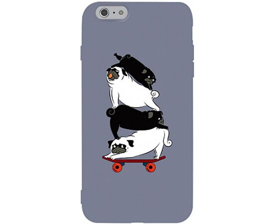 Придбати Чехол-накладка TOTO Matt TPU 2mm Print Case Apple iPhone 6/6s #51 Mops Skate Lavander Grey, image , характеристики, відгуки