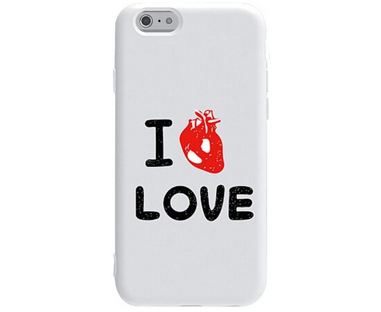 Придбати Чехол-накладка TOTO Pure TPU 2mm Print Case Apple iPhone 6/6s #42 Love Heart White, image , характеристики, відгуки