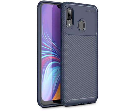 Придбати Чехол-накладка TOTO TPU Carbon Fiber 1,5mm Case Samsung Galaxy A20/A30 Dark Blue, image , характеристики, відгуки