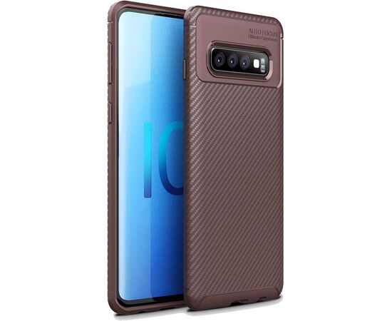 Придбати Чехол-накладка TOTO TPU Carbon Fiber 1,5mm Case Samsung Galaxy S10 Coffee, image , характеристики, відгуки