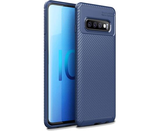 Придбати Чехол-накладка TOTO TPU Carbon Fiber 1,5mm Case Samsung Galaxy S10 Dark Blue, image , характеристики, відгуки