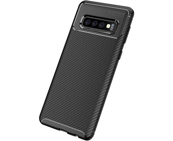 Придбати Чехол-накладка TOTO TPU Carbon Fiber 1,5mm Case Samsung Galaxy S10+ Black, image , характеристики, відгуки