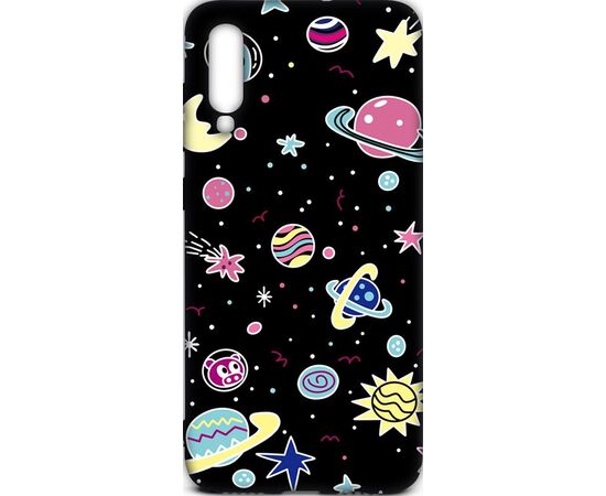 Купить Чехол-накладка TOTO Cartoon Soft Silicone TPU Case Samsung Galaxy A70 Space Planets Black, фото , характеристики, отзывы