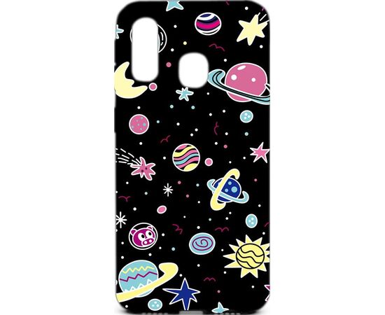 Купить Чехол-накладка TOTO Cartoon Soft Silicone TPU Case Samsung Galaxy A40 Space Planets Black, фото , характеристики, отзывы