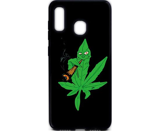 Придбати Чехол-накладка TOTO Cartoon Soft Silicone TPU Case Samsung Galaxy A20/A30 Cannabis Black, image , характеристики, відгуки