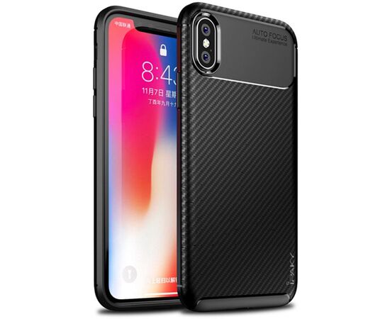 Придбати Чехол-накладка Ipaky Carbon Fiber Series/Soft TPU Case Apple iPhone X Black, image , характеристики, відгуки