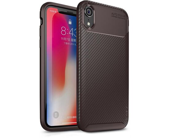 Придбати Чехол-накладка Ipaky Carbon Fiber Series/Soft TPU Case Apple iPhone XR Brown, image , характеристики, відгуки