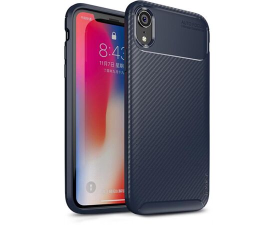 Придбати Чехол-накладка Ipaky Carbon Fiber Series/Soft TPU Case Apple iPhone XR Blue, image , характеристики, відгуки