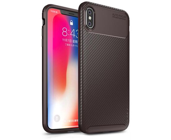 Придбати Чехол-накладка Ipaky Carbon Fiber Series/Soft TPU Case Apple iPhone XS Max Brown, image , характеристики, відгуки