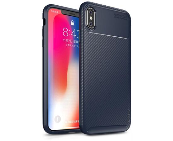 Придбати Чехол-накладка Ipaky Carbon Fiber Series/Soft TPU Case Apple iPhone XS Max Blue, image , характеристики, відгуки