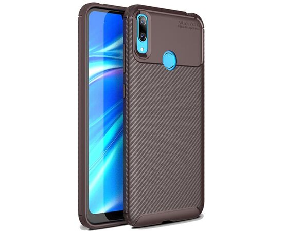 Придбати Чехол-накладка Ipaky Carbon Fiber Series/Soft TPU Case Huawei Y7 2019 Brown, image , характеристики, відгуки