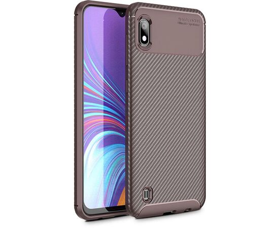 Придбати Чехол-накладка Ipaky Carbon Fiber Series/Soft TPU Case Samsung Galaxy M10 Brown, image , характеристики, відгуки