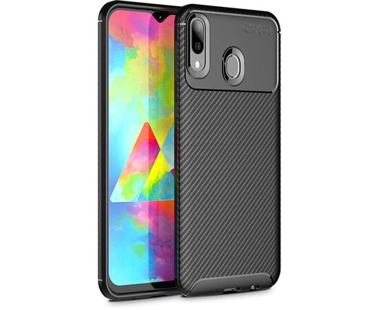 Придбати Чехол-накладка Ipaky Carbon Fiber Series/Soft TPU Case Samsung Galaxy M20 Black, image , характеристики, відгуки