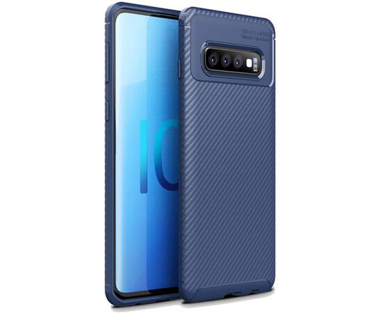 Придбати Чехол-накладка Ipaky Carbon Fiber Series/Soft TPU Case Samsung Galaxy S10+ Blue, image , характеристики, відгуки