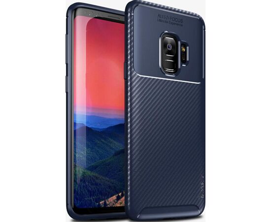 Придбати Чехол-накладка Ipaky Carbon Fiber Series/Soft TPU Case Samsung Galaxy S9+ Blue, image , характеристики, відгуки