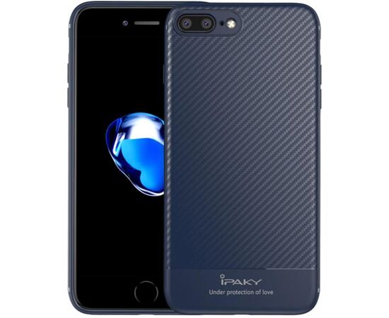 Придбати Чехол-накладка Ipaky Carbon Fiber Series/TPU Case With Carbon Fiber Apple iPhone 7 Plus/8 Plus Blue, image , характеристики, відгуки