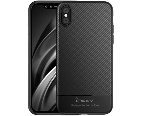 Купить Чехол-накладка Ipaky Carbon Fiber Series/TPU Case With Carbon Fiber Apple iPhone X Black, фото , характеристики, отзывы