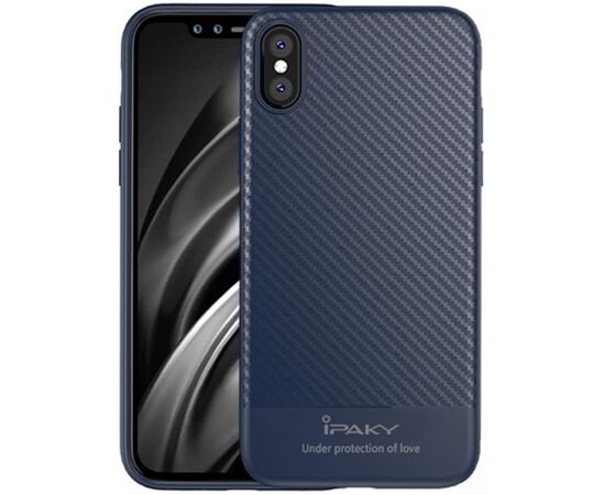 Придбати Чехол-накладка Ipaky Carbon Fiber Series/TPU Case With Carbon Fiber Apple iPhone X Blue, image , характеристики, відгуки