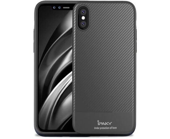 Придбати Чехол-накладка Ipaky Carbon Fiber Series/TPU Case With Carbon Fiber Apple iPhone XS Gray, image , характеристики, відгуки