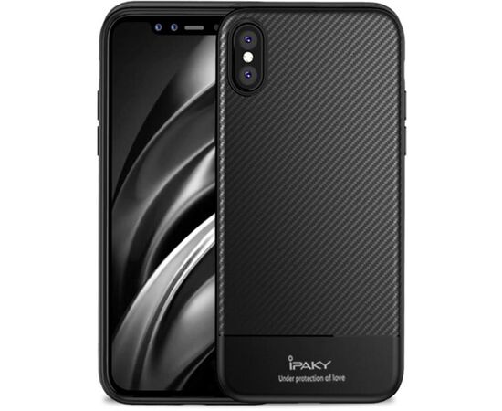 Купить Чехол-накладка Ipaky Carbon Fiber Series/TPU Case With Carbon Fiber Apple iPhone XS Max Black, фото , характеристики, отзывы