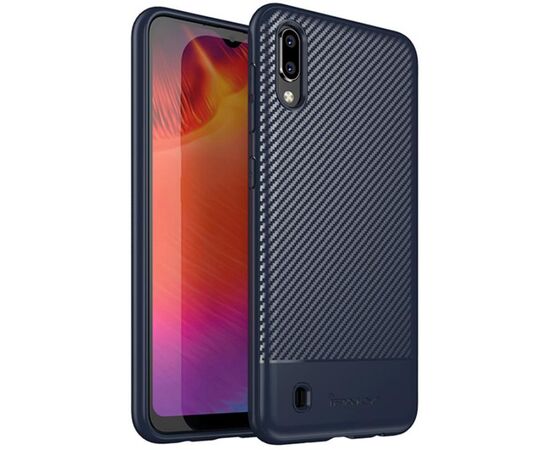 Купить Чехол-накладка Ipaky Carbon Fiber Series/TPU Case With Carbon Fiber Samsung Galaxy M10 Blue, фото , характеристики, отзывы