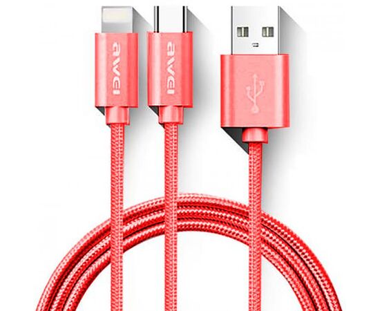 Купить Кабель AWEI CL-984 2in1 cable 1m Red, фото , характеристики, отзывы