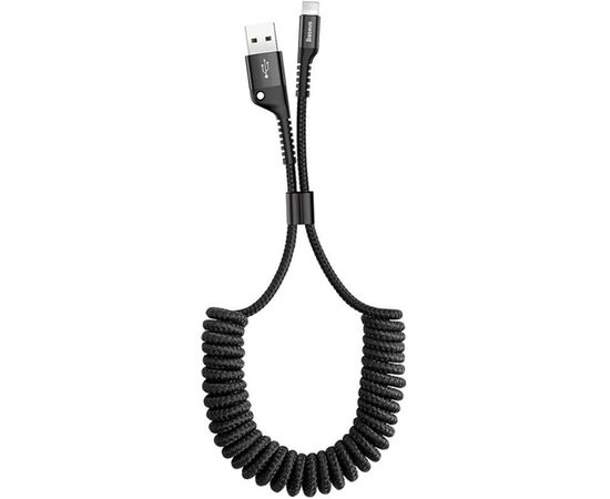 Придбати Кабель Baseus Fish eye Spring Data Cable Lightning 1m Black, image , характеристики, відгуки