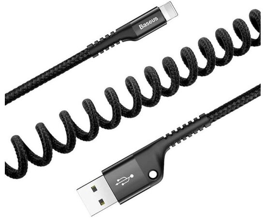 Придбати Кабель Baseus Fish eye Spring Data Cable Lightning 1m Black, image , зображення 3, характеристики, відгуки