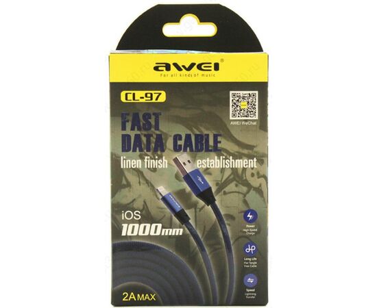 Купить Кабель AWEI CL-97 Lightning cable 1m Blue, фото , характеристики, отзывы