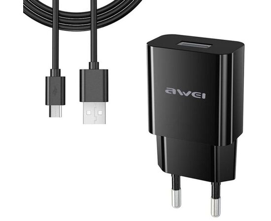 Купить Сетевое зарядное устройство AWEI C-831T Travel charger + TypeC Cable 1USB 2.1A Black, фото , характеристики, отзывы