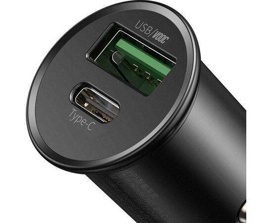 Купить Автомобильное зарядное устройство Baseus Circular Metal PPS Quick Charger Black (CCYS-C01), фото , изображение 3, характеристики, отзывы