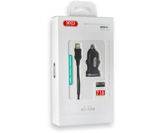 Купить Автомобильное зарядное устройство XO TZ08 2.1A/2 USB Lightning Cable Black, фото , изображение 2, характеристики, отзывы